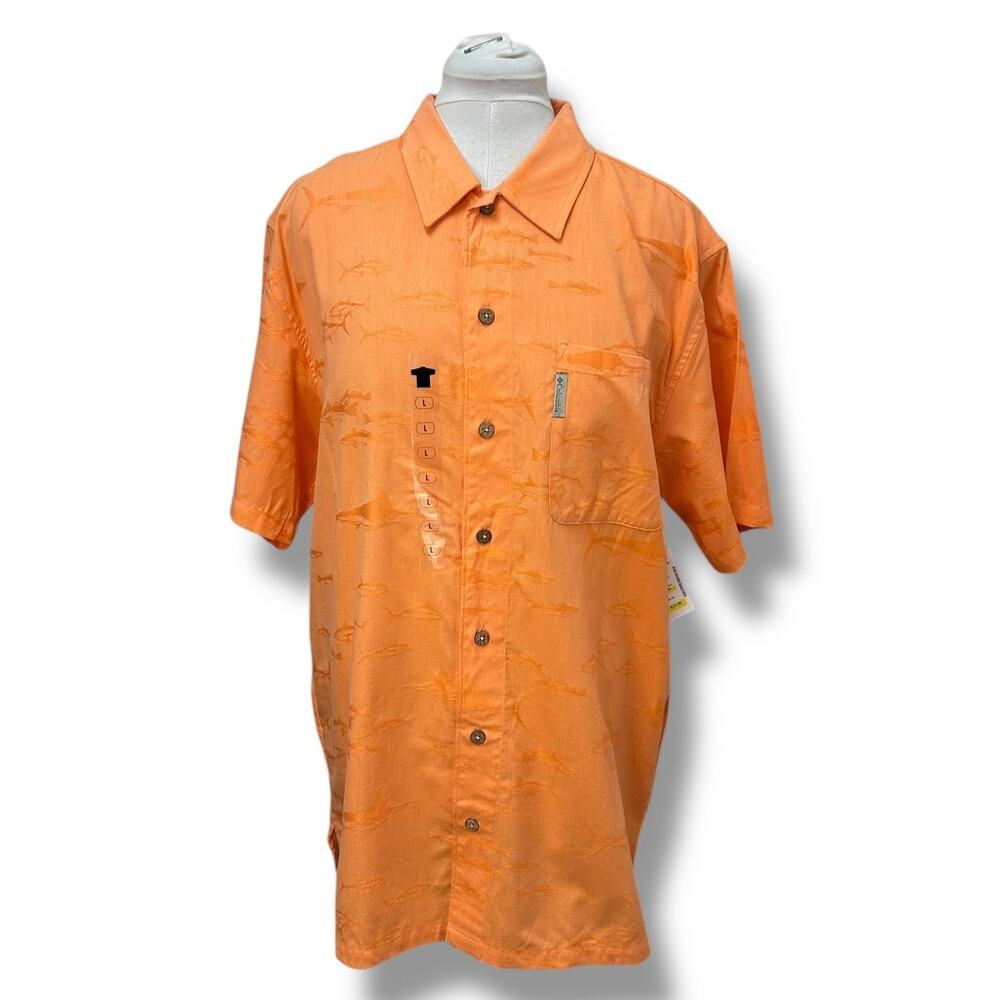 Columbia Mens River Lodge Button Down Shirt Outdoor Performance Fishing Orange L